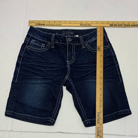 One Ware House Women Dark Blue Denim Jean Shorts Size 4 - Picture 5 of 6